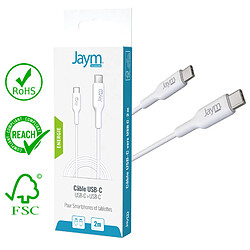 Jaym Câble de Charge et Synchronisation de donnée USB-C Vers USB-C PD 3.0 3A 2M Blanc pas cher