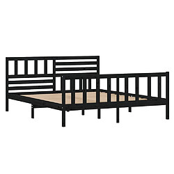 Avis Maison Chic Lit Moderne Chambre - Cadre/structure de lit pour adulte Noir Bois massif 135x190 cm Double -MN58064