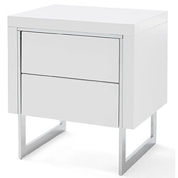 Pegane Chevet /table de nuit coloris blanc brillant - Longueur 50 x Hauteur 55 x Profondeur 40 cm