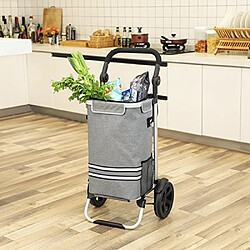 SONGMICS Caddie de Courses Solide Pliable avec Compartiment Isotherme Polyvalent Chariot de Courses avec Bandes réfléchissantes Trolley de Courses Chariot à Main Sac Amovible roulettes Gris KST02GY