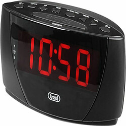 Trevi EC 885 Montre numérique avec Grand écran, Deux réveils programmables, Fonction Snooze, Compartiment Batterie Anti-éclats, Noir