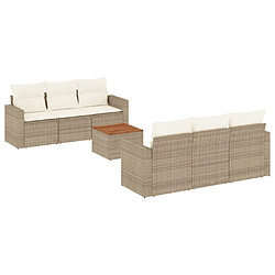 Maison Chic Salon de jardin avec coussins 7 pcs, Ensemble Tables et chaises de jardin, beige résine tressée -GKD280891