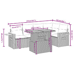 Avis vidaXL Salon de jardin avec coussins 6 pcs beige résine tressée