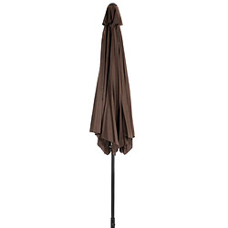 Pegane Parasol de jardin centré en polyester marron et acier coloris Noir - Longueur 300 x largeur 300 x hauteur 250 cm