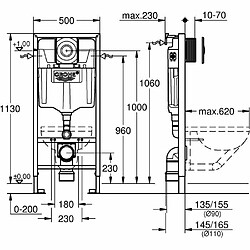 GROHE Pack 3 en 1 38728001 - Pour WC - 1,13 m