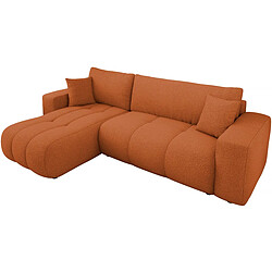 palozi home Canapé d'angle convertible bouclette Larow - 3 places - Terracotta