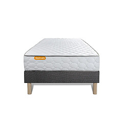 Septnuits Ensemble Memo 90 x 200 cm Ensemble matelas Mémoire de forme + sommier gris 90x200 Memo