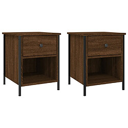 vidaXL Tables de chevet 2pcs chêne marron 40x42x50cm bois d'ingénierie