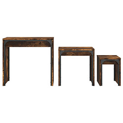 Maison Chic Lot de 3 Tables basses gigognes pour salon | Table à café chêne fumé bois d'ingénierie -GKD71591 pas cher