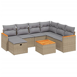 vidaXL Salon de jardin avec coussins 8pcs mélange beige résine tressée