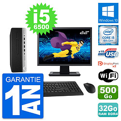 PC HP 600 G3 SFF Ecran 22" Intel i5-6500 RAM 32Go Disque 500Go Windows 10 Wifi · Occasion 