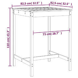 vidaXL Table de jardin blanc 82,5x82,5x110 cm bois massif de pin pas cher