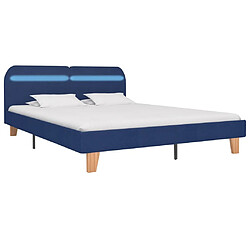 Maison Chic Lit adulte - Cadre de lit avec LED,Structure du lit Contemporain Bleu Tissu 180 x 200 cm -MN62834