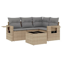 vidaXL Salon de jardin avec coussins 5 pcs beige résine tressée