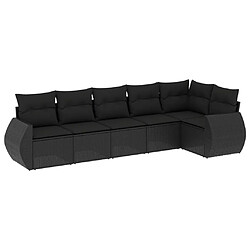 vidaXL Salon de jardin 6 pcs avec coussins noir résine tressée