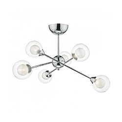 Luminaire Center Plafonnier Zeke chrome poli et verre 6 ampoules