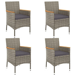 Avis Maison Chic Ensemble de bistro 5 pcs coussins,Table + chaises + coussins de jardin gris poly rotin -GKD408997