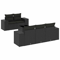 Maison Chic Salon de jardin 6 pcs avec coussins | Ensemble de Table et chaises | Mobilier d'Extérieur noir résine tressée -GKD38313