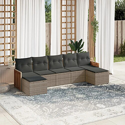 vidaXL Salon de jardin avec coussins 7 pcs gris résine tressée 