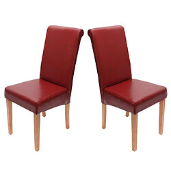 Decoshop26 Lot de 2 chaises de salle à manger cuisine en cuir et synthétique rouge design moderne 04_0000204