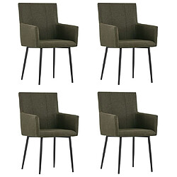 Decoshop26 Lot de 4 chaises de salle à manger cuisine avec accoudoirs design moderne tissu marron CDS021211