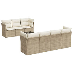 Maison Chic Salon de jardin avec coussins 8 pcs | Ensemble de Table et chaises | Mobilier d'Extérieur beige résine tressée -GKD22719