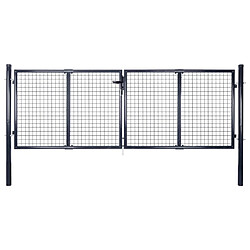 vidaXL Portail en maille de jardin Acier galvanisé 289x75 cm Gris