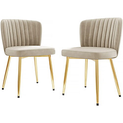 Habitat Et Jardin Lot de 2 chaises en velours Maud - Beige 