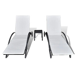 Avis Maison Chic Bain de soleil,Lot de 2 Chaises longues avec table Résine tressée Noir -GKD11624