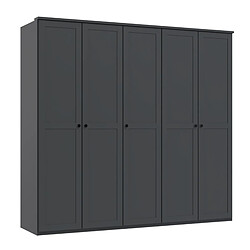 Pegane Armoire, placard avec corniche coloris Graphite - longueur 225 x hauteur 210 x profondeur 58 cm 