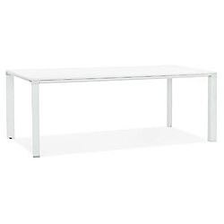 Alterego Table de réunion / à manger design 'XLINE' en bois blanc - 200x100 cm