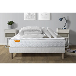 Septnuits Pack Memo 140 x 190 cm Pack matelas Memo + sommier 140x190 + 2 oreillers mémoire de forme