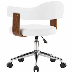 Avis Maison Chic Chaise Gaming | Chaise pivotante de bureau Ergonomique Fauteuil Blanc Bois courbé et similicuir -GKD11901