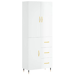 vidaXL Buffet haut Blanc brillant 69,5x34x180 cm Bois d'ingénierie