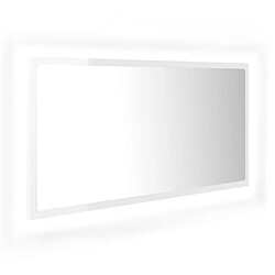 vidaXL Miroir à LED de bain Blanc brillant 90x8,5x37 cm Acrylique