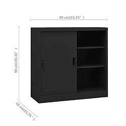 vidaXL Armoire de bureau porte coulissante Anthracite 90x40x90cm Acier pas cher