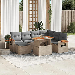 vidaXL Salon de jardin avec coussins 8 pcs beige résine tressée 