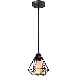 STOEX Suspension Luminaire Industrielle Métal Lustre Plafonnier Style Cage Géomé STOEX Suspension Luminaire Industrielle Métal Lustre Plafonnier Style Cage Géométrique E27 Mini Lampe Suspension Vintage pour Cuisine Chambre Couloir, Noir, Ø 16cm