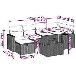 Acheter vidaXL Salon de jardin avec coussins 7 pcs gris résine tressée