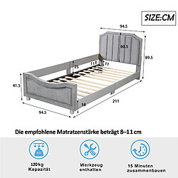 Avis KOMHTOM Lit d'enfant gris / parent - enfant / lit d'adolescent lit rembourré 90 * 200cm canapé - lit cadre de lit bride multifonction