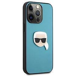 Acheter Karl Lagerfeld Cuir PU Karl's Head Metal - Coque pour iPhone 13 Pro Max (Bleu)