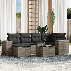 Maison Chic Salon de jardin avec coussins 7 pcs, Ensemble Tables et chaises de jardin, gris résine tressée -GKD223260