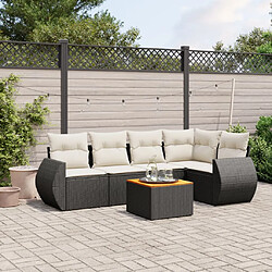 vidaXL Salon de jardin 6 pcs avec coussins noir résine tressée 