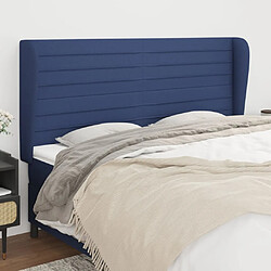 Maison Chic Tête de lit scandinave avec oreilles,meuble de chambre Bleu 203x23x118/128 cm Tissu -MN16880