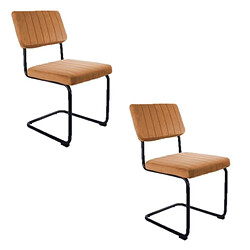 Toilinux Lot de 2 Chaises cantilevers design effet velours Keen - Marron terracotta