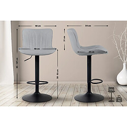 Decoshop26 Lot de 2 tabourets de bar chaises hautes avec coutures décoratives en PVC gris pieds en métal noir 10_0004327