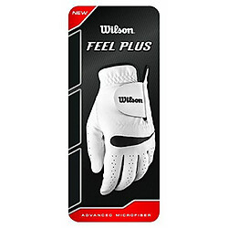 Wilson Feel Plus Gant de golf gauche en cuir synthétique résistant aux intempéries pour homme Blanc M Blanc - Blanc