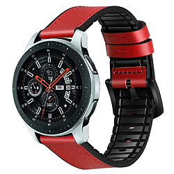 Wewoo Bracelet pour montre connectée appliquer le de sport en cuir et silicone 22mm Samsung Galaxy Watch Active rouge 