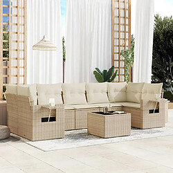 vidaXL Salon de jardin avec coussins 8 pcs beige résine tressée