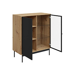 Bestmobilier Lamia - buffet haut - bois et noir - 100 cm